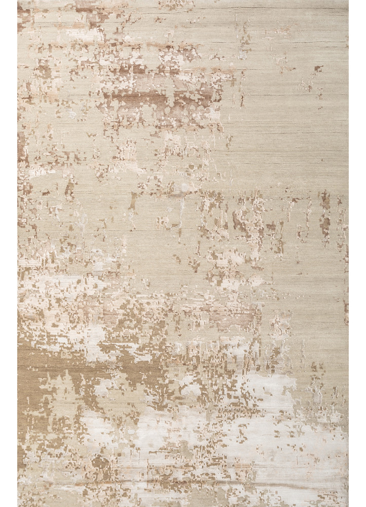 ivory ivory wool and bamboo silk hand knotted Rug